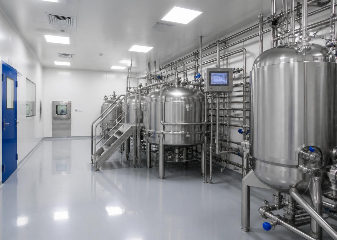 Process and utility pipework inside a pharmaceutical manufacturing plant