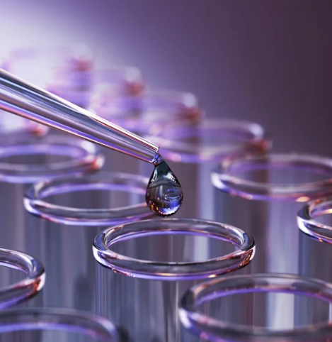 Pipette dispensing a sample into petri dishes in a pharmaceutical laboratory